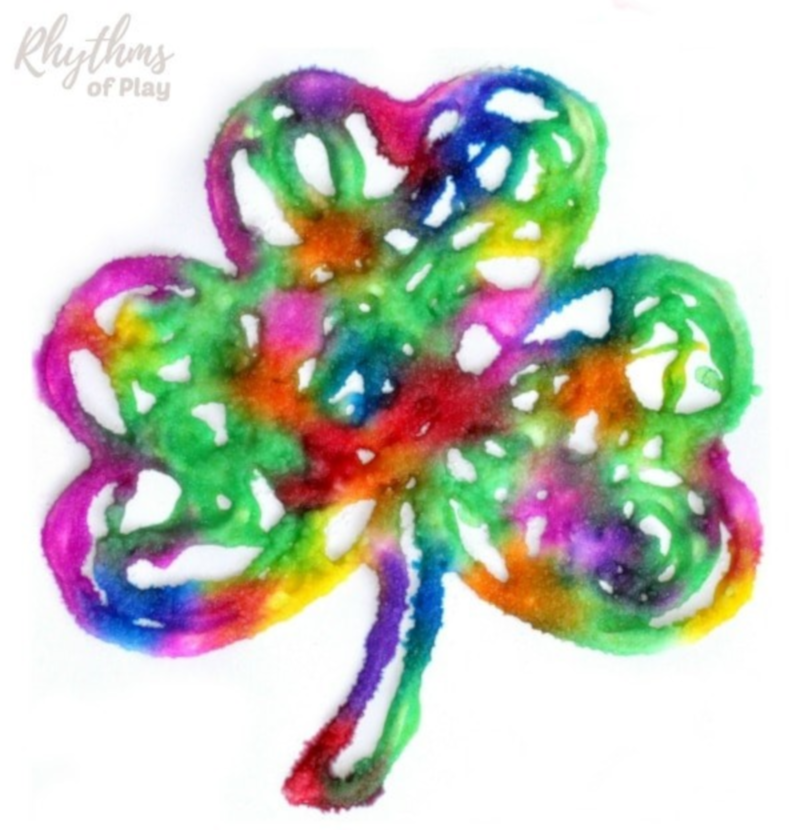 Rhythms of Play's Rainbow Shamrock Salt Art Painting