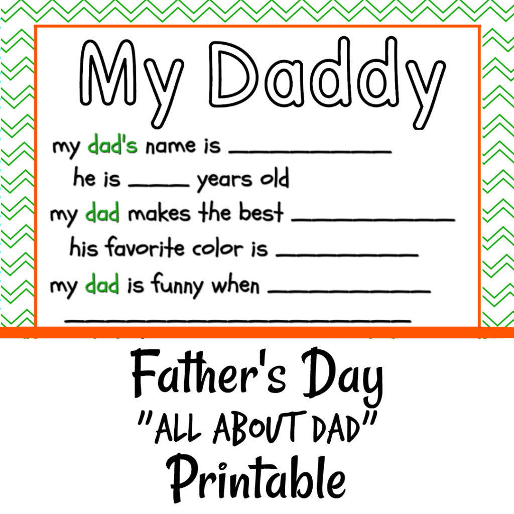 All About Dad Printable