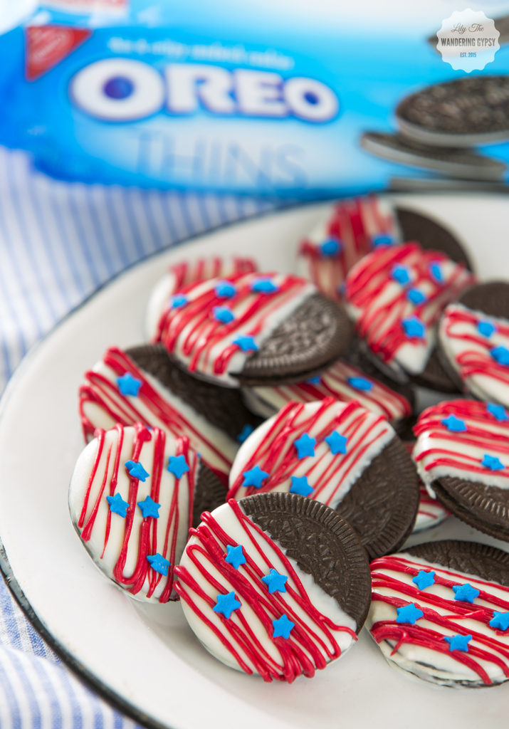 Chocolate Dipped Patriotic Oreos