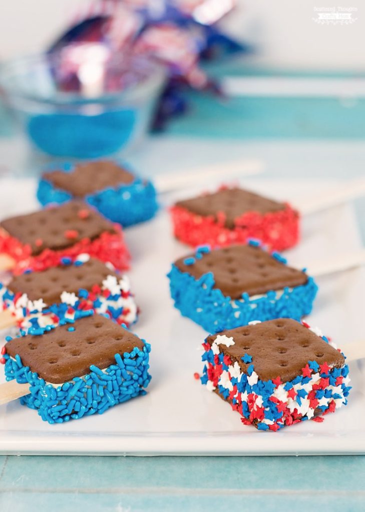 Red, White and Blue Ice Cream Sandwiches