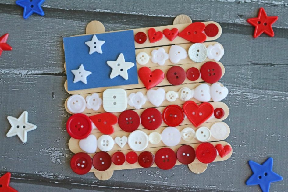 Popsicle Stick Button Flag